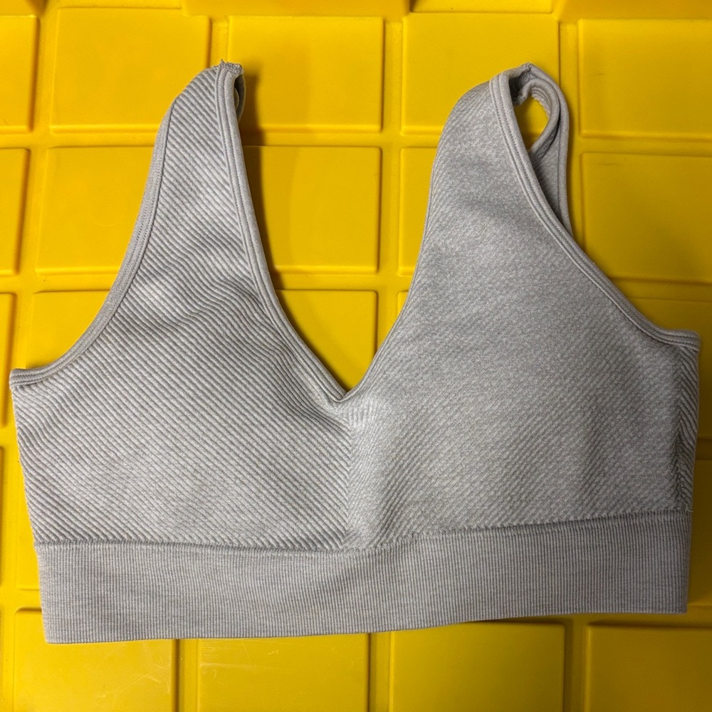 Maurices Light Gray Ribbed V-Neck Seamless Bralette